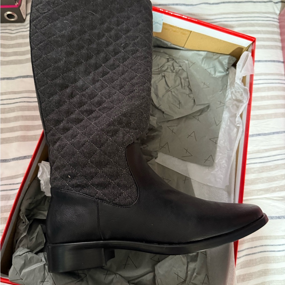 Aerosoles Grey/ Black Quilted Knee-High Boots